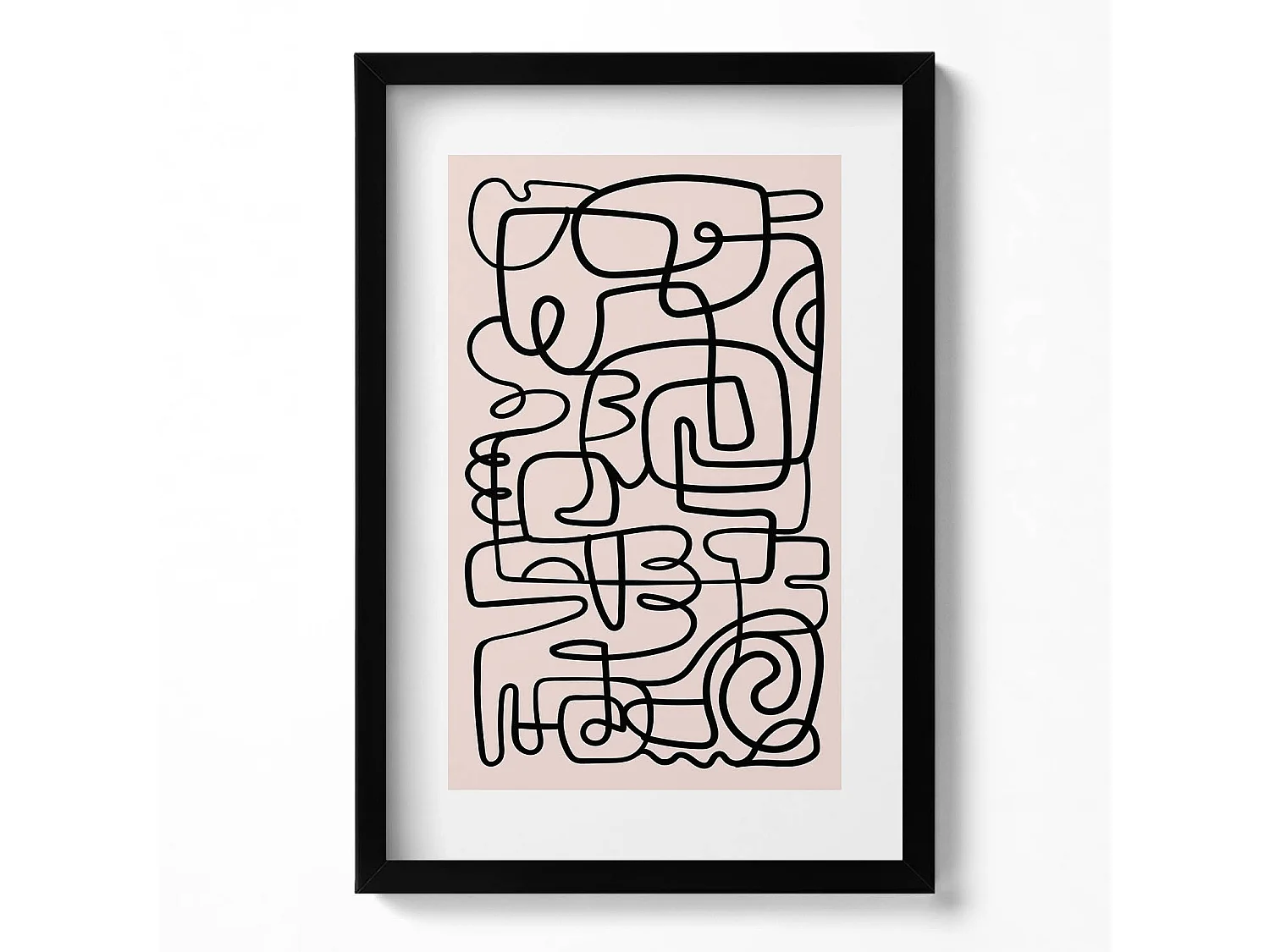 Dekoratives Gemälde mit schwarzem Rahmen, abstrakte Kunstformen 40 x 60 cm – perfekt für das Wohn- oder Schlafzimmer