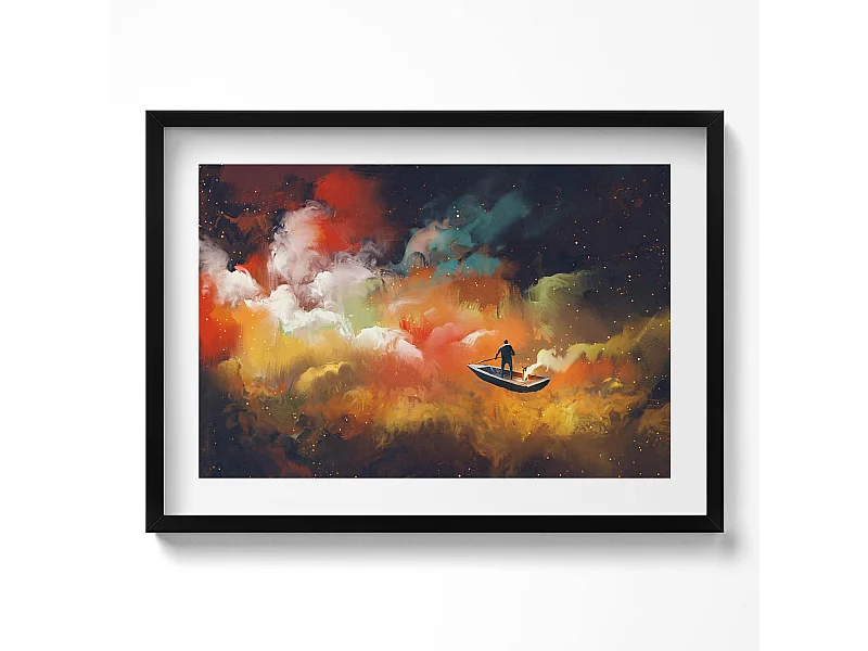 Decoratief schilderij met zwarte lijst, Een abstract idee van het volwassen leven 70 x 50 cm – Perfect voor de woon- of slaapkamer