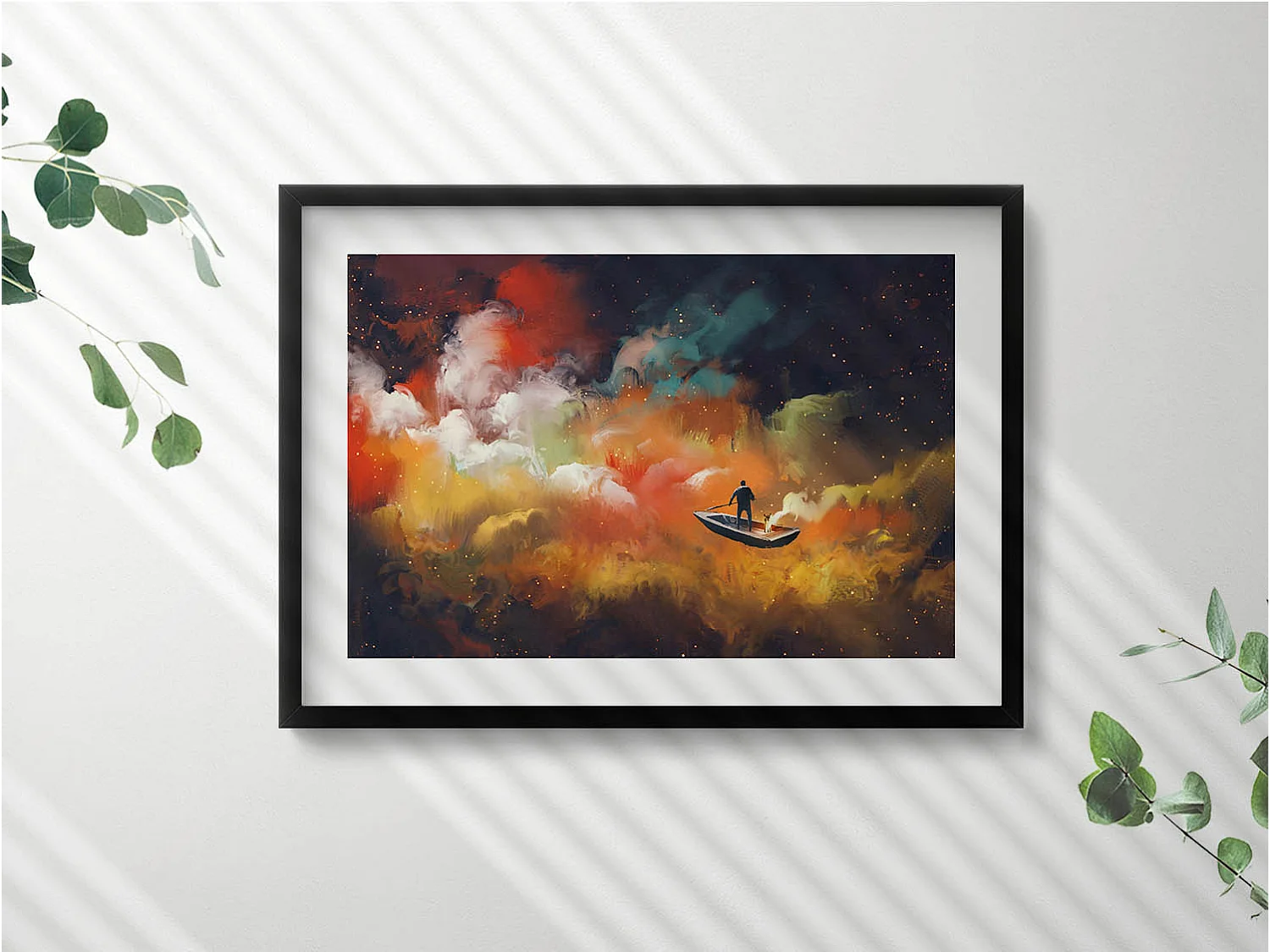 Dekoratives Gemälde mit schwarzem Rahmen, Eine abstrakte Vorstellung vom Erwachsenenleben 70 x 50 cm – Perfekt für das Wohn- oder Schlafzimmer