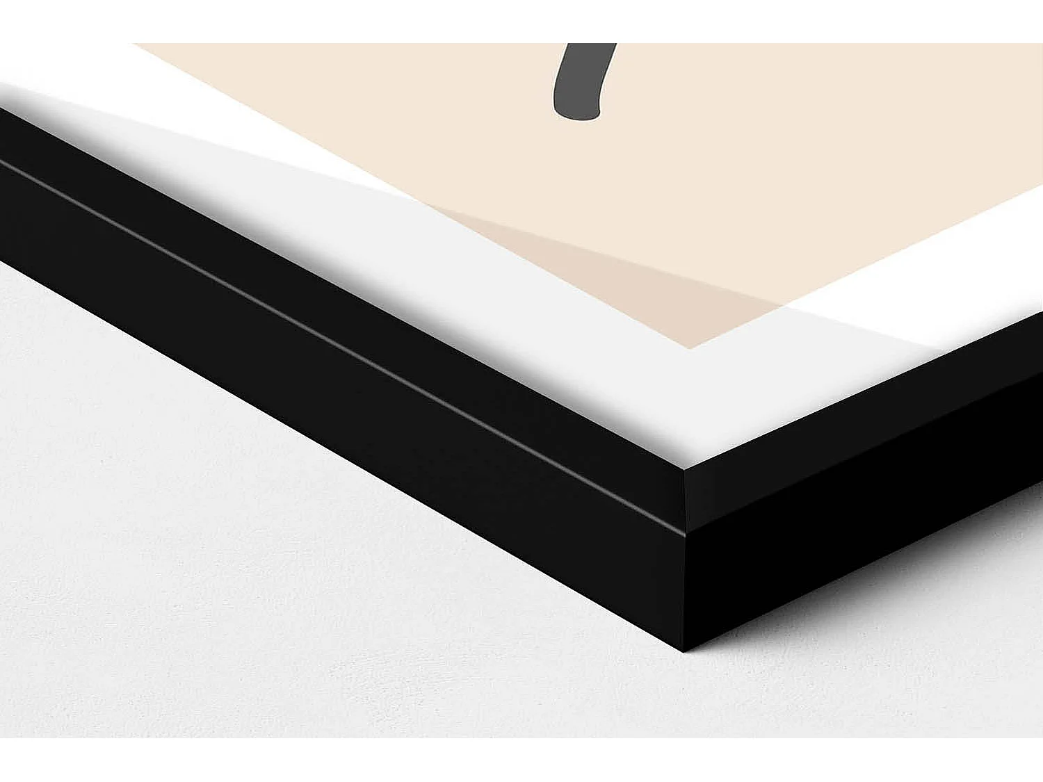 Tableau décoratif avec cadre noir, Plantes minimalistes 50 x 70 cm– Parfait pour le salon ou la chambre