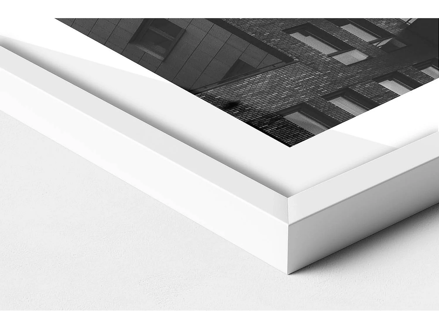 Dekoratives Gemälde mit weißem Rahmen, Architektur in Amsterdam 50 x 70 cm – Perfekt für das Wohn- oder Schlafzimmer