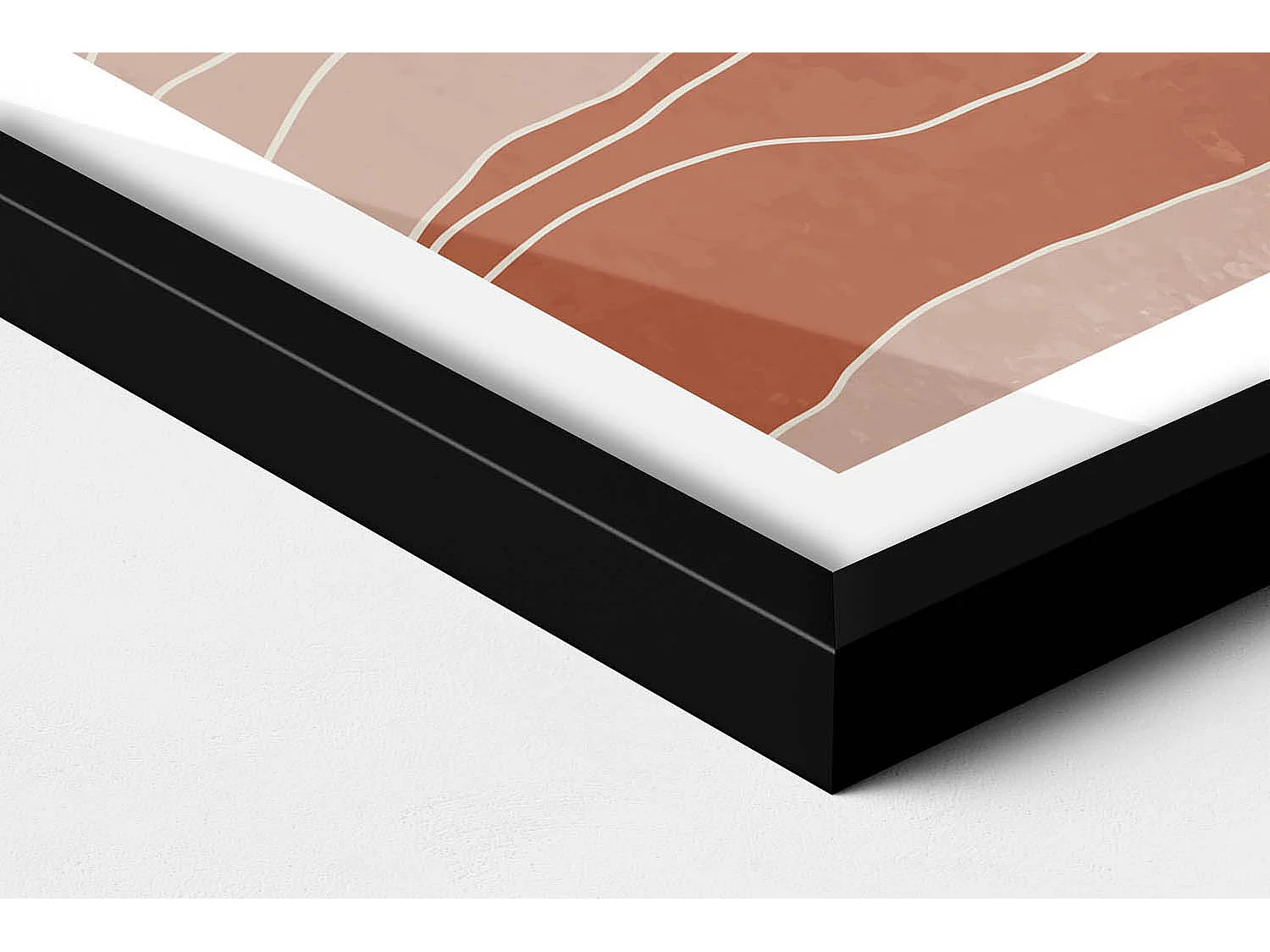 Tableau décoratif avec cadre noir, Illustration du soleil levant 40 x 60 cm– Parfait pour le salon ou la chambre