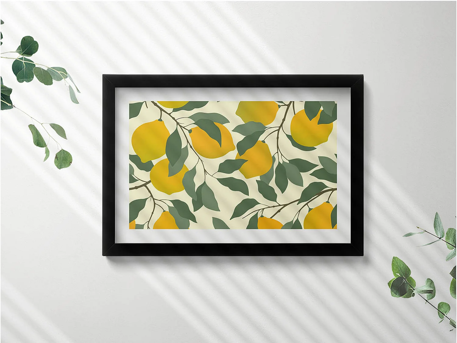 Tableau décoratif avec cadre noir, Reflets dorés et abstractions bohèmes 30 x 20 cm – Parfait pour le salon ou la chambre