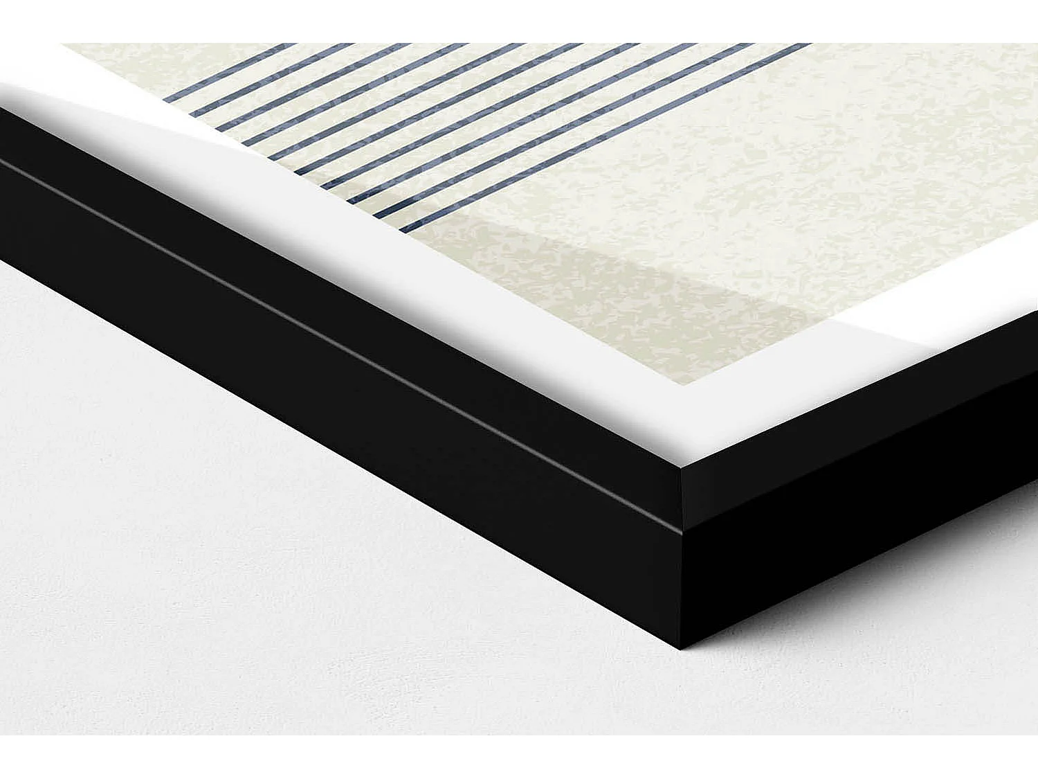 Dekoratives Gemälde mit schwarzem Rahmen, Linien und Kreis moderner Kunst 60 x 40 cm – Perfekt für das Wohn- oder Schlafzimmer