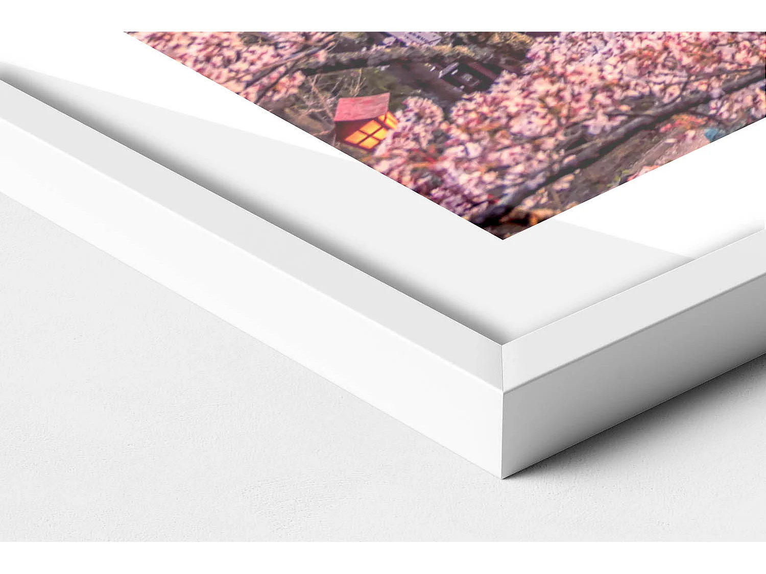 Decoratief schilderij met witte lijst, Japanse constructie 100 x 70 cm – Perfect voor de woon- of slaapkamer