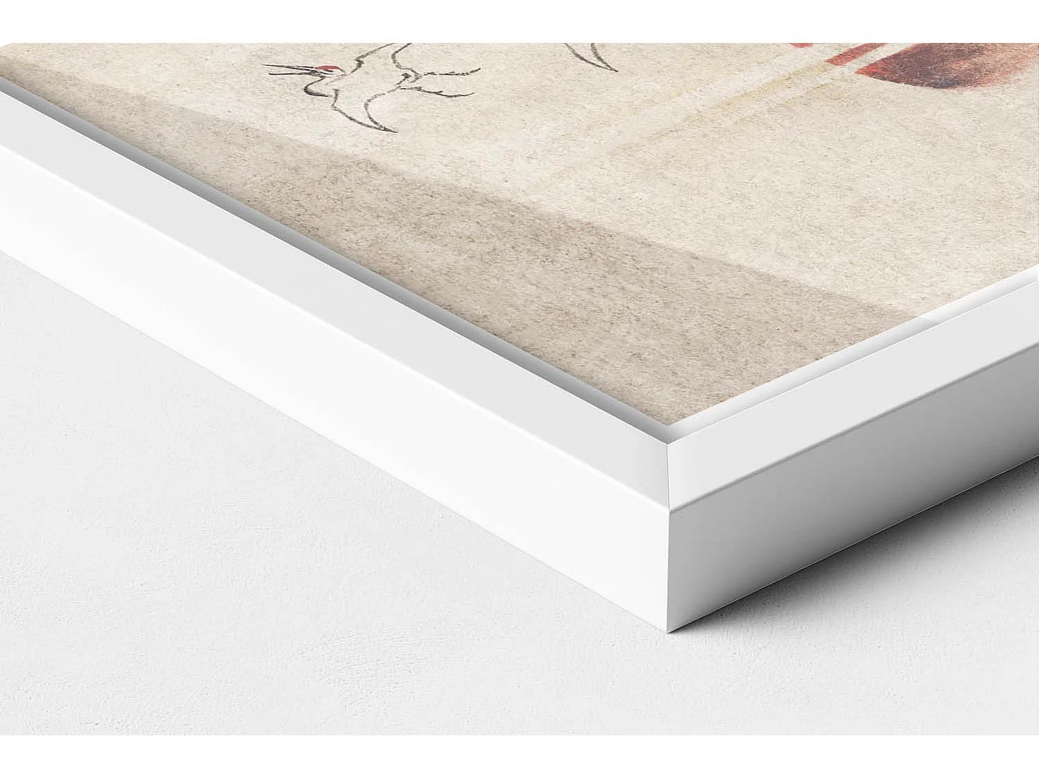 Cuadro decorativo con marco blanco, Arte japonés del sol poniente 30 x 20 cm - Perfecto para el salón o el dormitorio