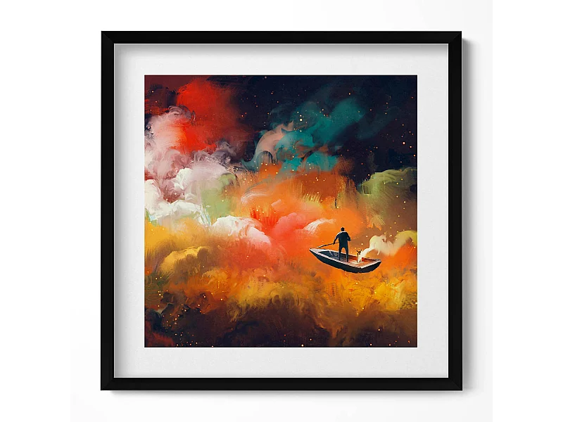 Decoratief schilderij met zwarte lijst, Een abstract idee van het volwassen leven 50 x 50 cm – Perfect voor de woon- of slaapkamer