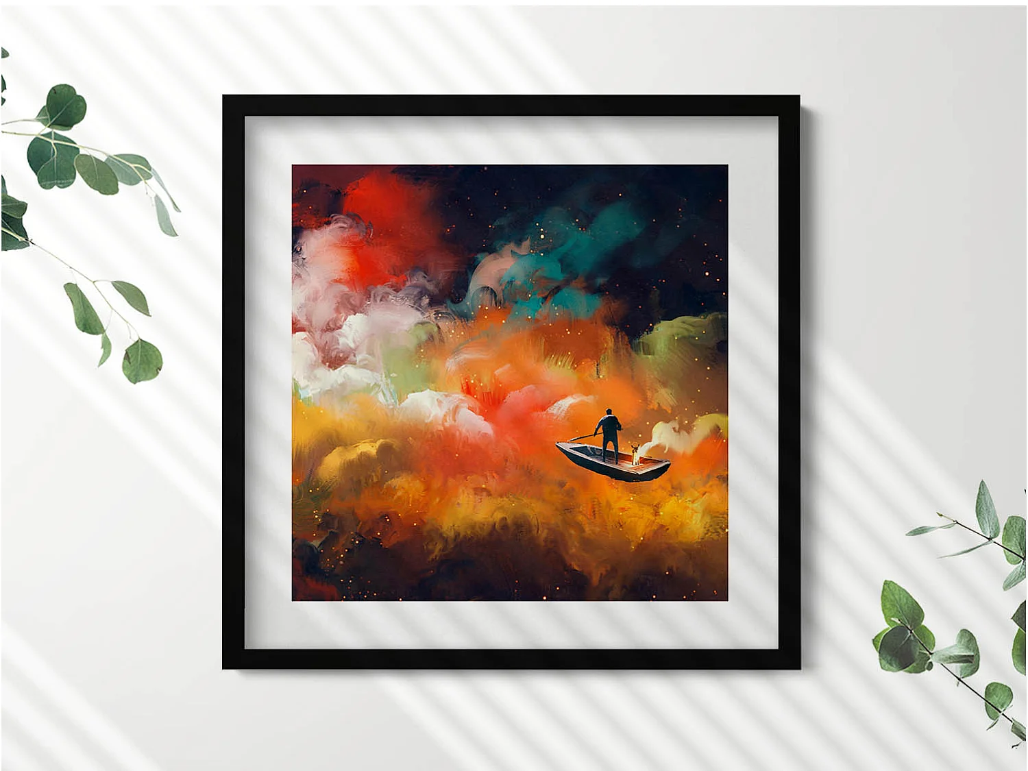 Dekoratives Gemälde mit schwarzem Rahmen, Eine abstrakte Vorstellung vom Erwachsenenleben 50 x 50 cm – Perfekt für das Wohn- oder Schlafzimmer