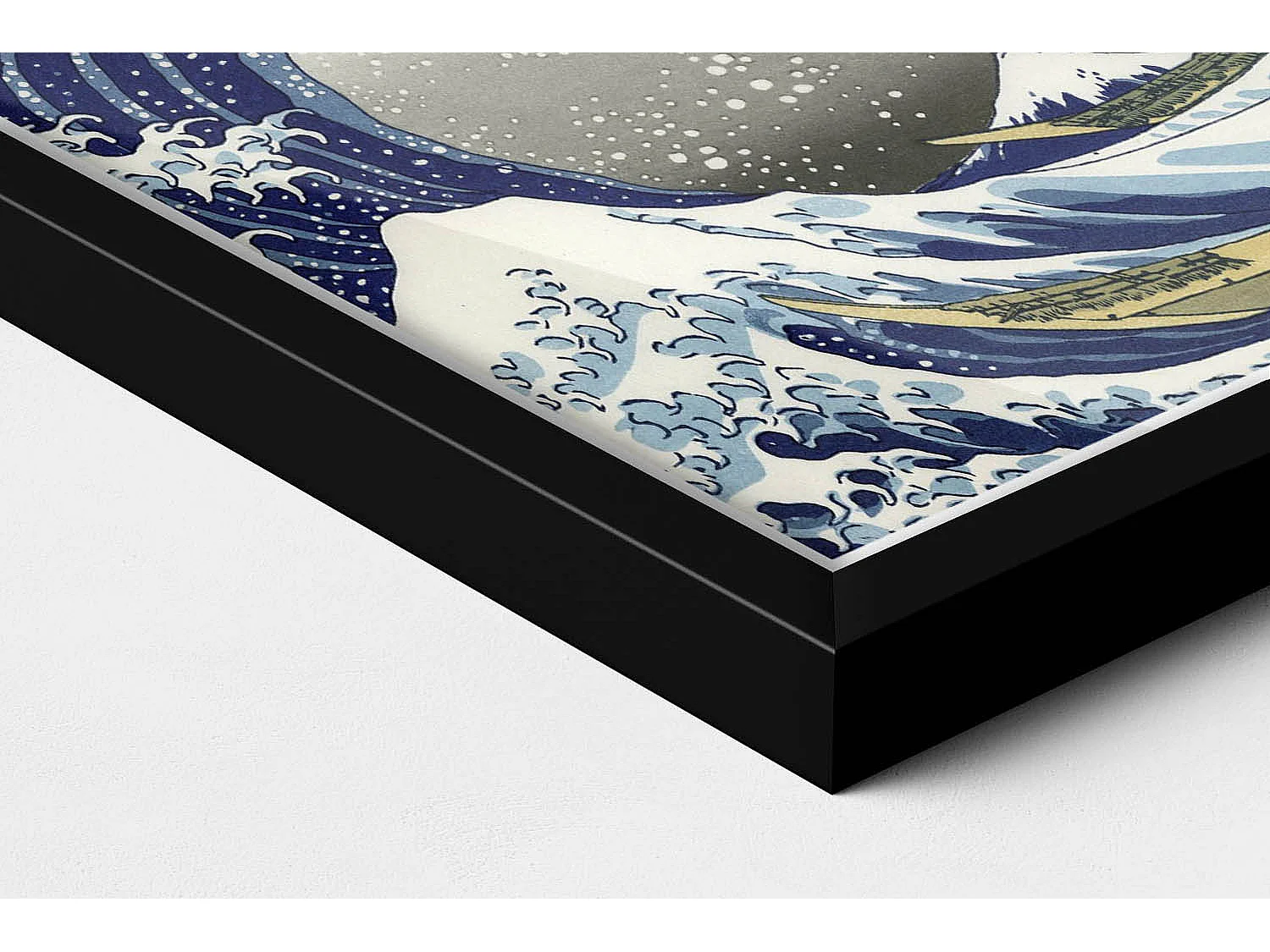 Cuadro decorativo con marco negro, Gran ola en Kanagawa 20 x 30 cm - Perfecto para el salón o el dormitorio