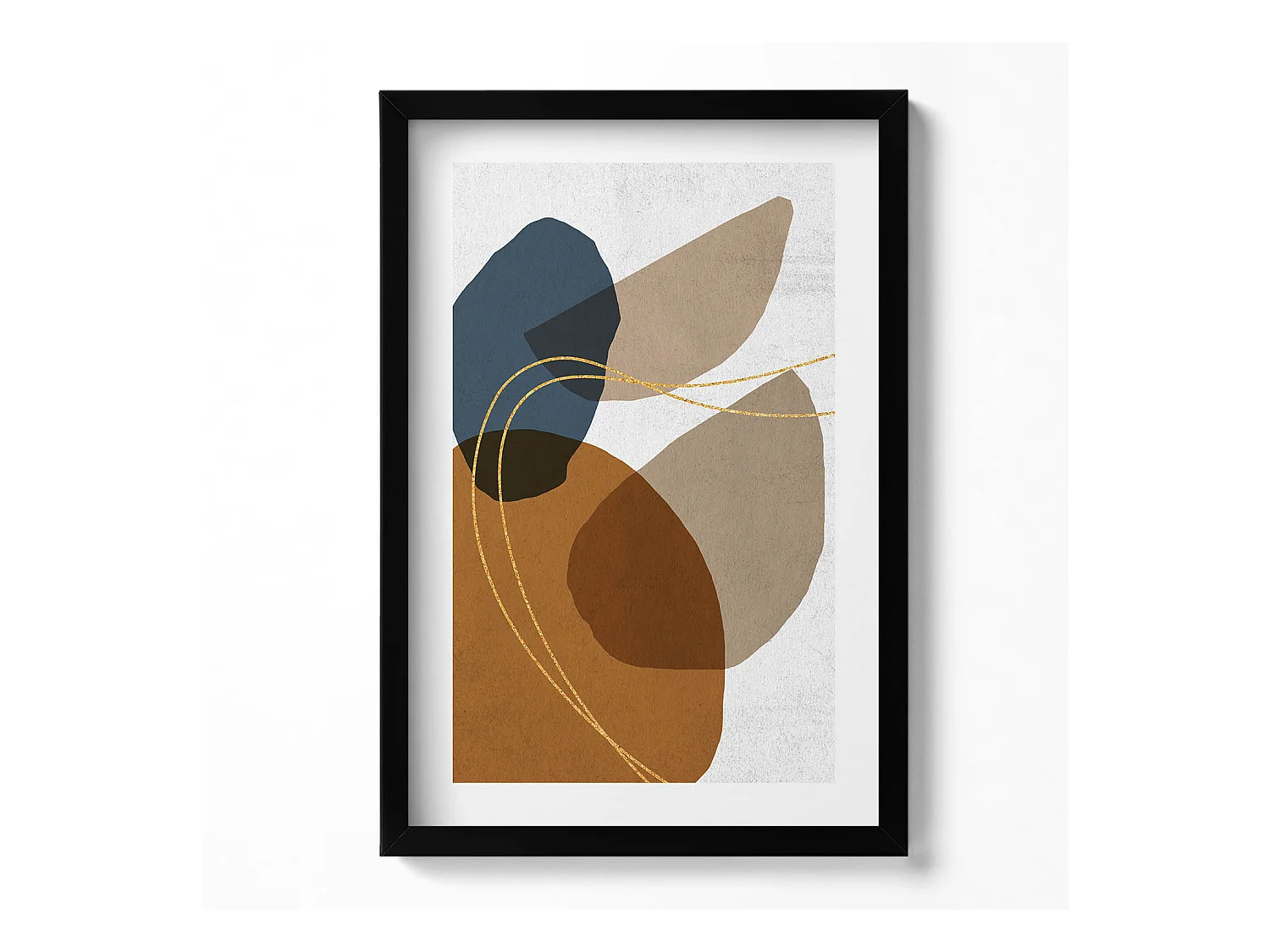 Tableau décoratif avec cadre noir, Composition bohème abstraite 40 x 60 cm– Parfait pour le salon ou la chambre