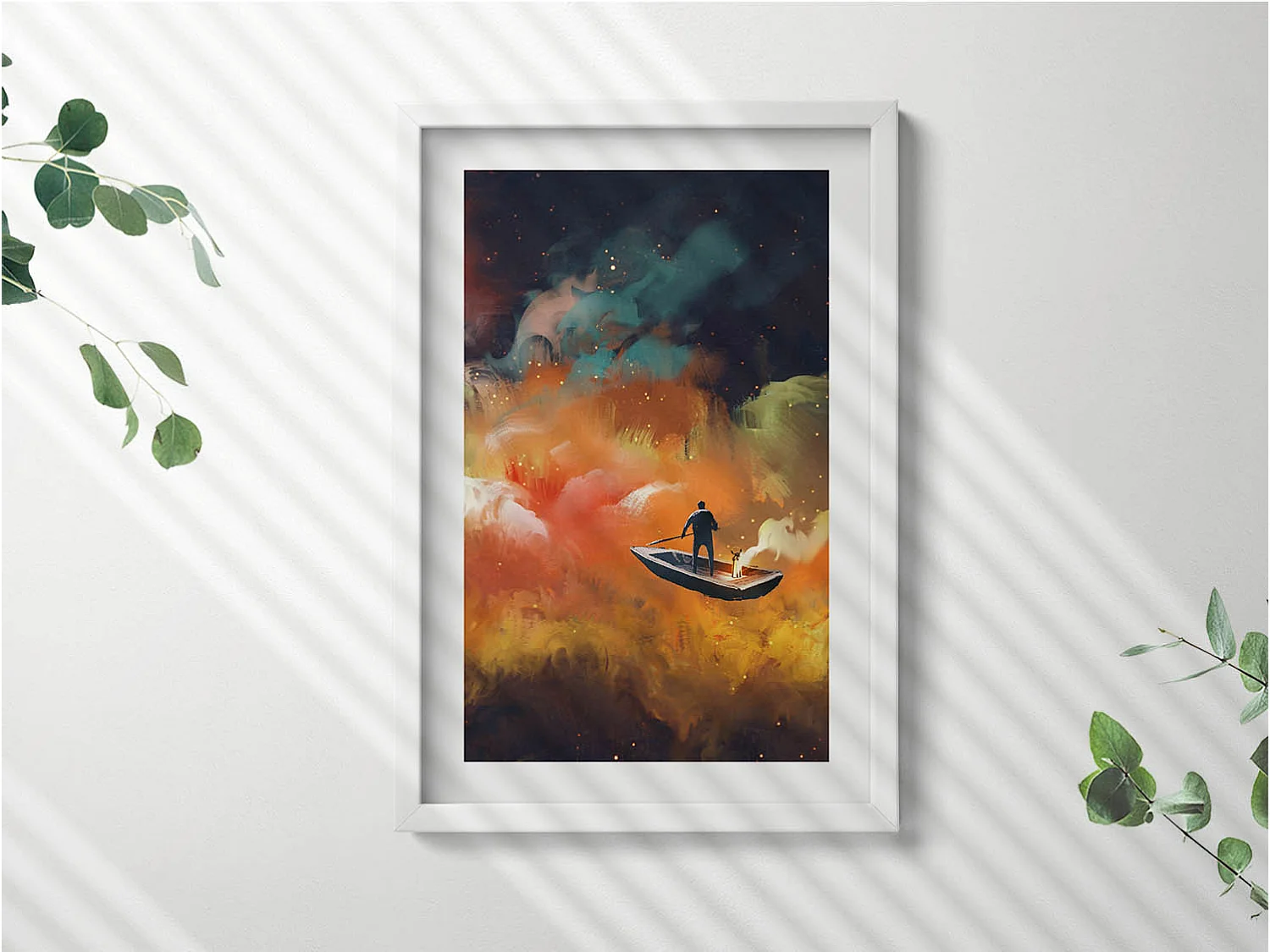 Dekoratives Gemälde mit weißem Rahmen, Eine abstrakte Vorstellung vom Erwachsenenleben 40 x 60 cm – Perfekt für das Wohn- oder Schlafzimmer