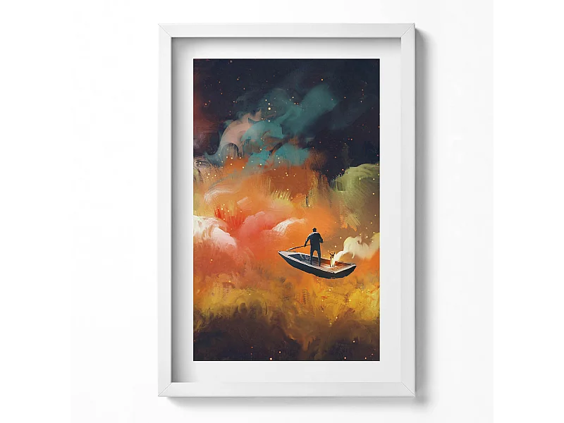 Dekoratives Gemälde mit weißem Rahmen, Eine abstrakte Vorstellung vom Erwachsenenleben 40 x 60 cm – Perfekt für das Wohn- oder Schlafzimmer