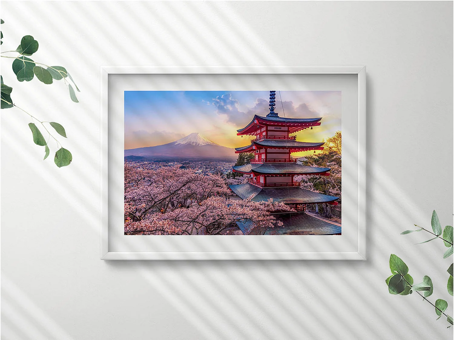 Dekoratives Gemälde mit weißem Rahmen, minimalistische Abstraktion mit goldenen Details 70 x 50 cm – Perfekt für das Wohn- oder Schlafzimmer