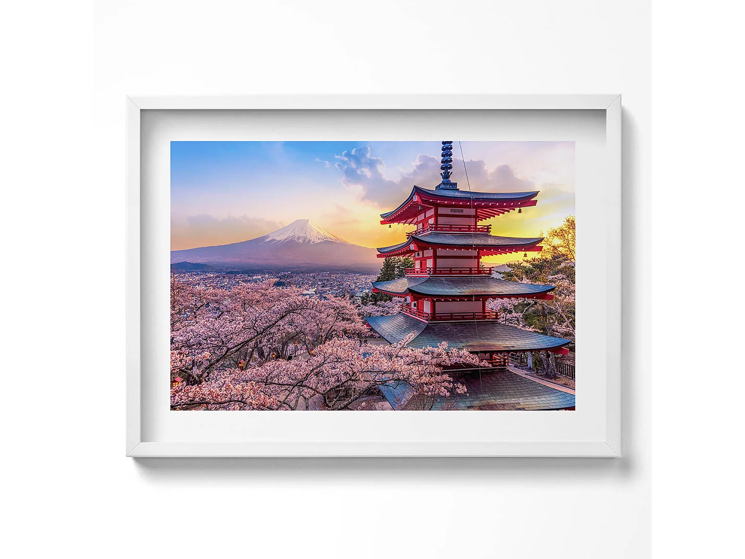 Dekoratives Gemälde mit weißem Rahmen, minimalistische Abstraktion mit goldenen Details 70 x 50 cm – Perfekt für das Wohn- oder Schlafzimmer