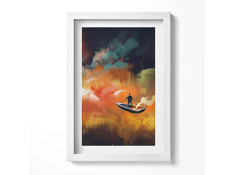 Dekoratives Gemälde mit weißem Rahmen, Eine abstrakte Vorstellung vom Erwachsenenleben 20 x 30 cm – Perfekt für das Wohn- oder Schlafzimmer