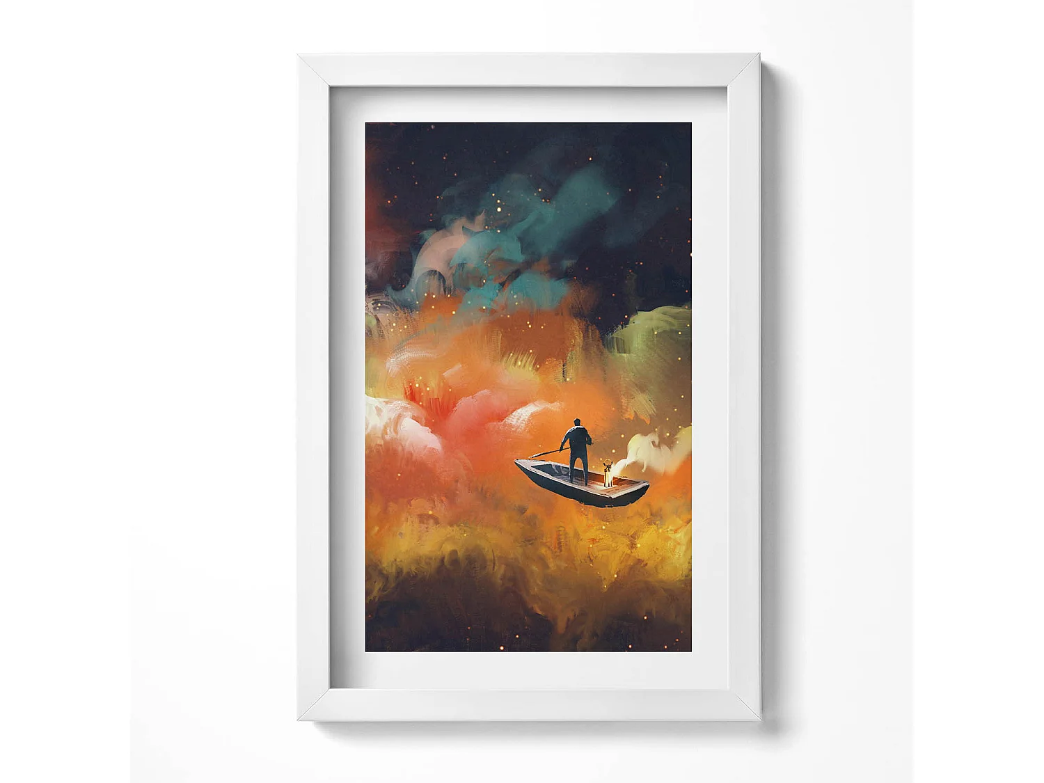 Dekoratives Gemälde mit weißem Rahmen, Eine abstrakte Vorstellung vom Erwachsenenleben 20 x 30 cm – Perfekt für das Wohn- oder Schlafzimmer