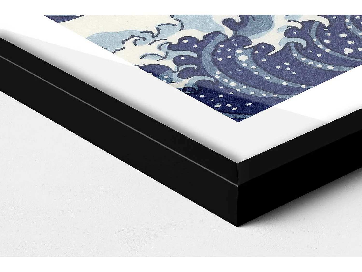 Cuadro decorativo con marco negro, Gran ola en Kanagawa 80 x 60 cm – Perfecto para el salón o el dormitorio