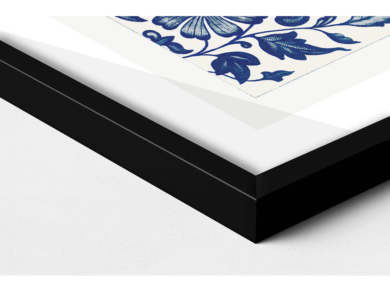 Dekoratives Gemälde mit schwarzem Rahmen, Vintage-Blumenmuster 50 x 70 cm – Perfekt für das Wohn- oder Schlafzimmer