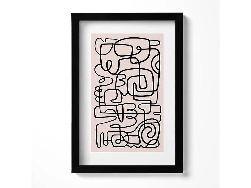 Tableau décoratif avec cadre noir, Formes abstraites d'art 20 x 30 cm – Parfait pour le salon ou la chambre