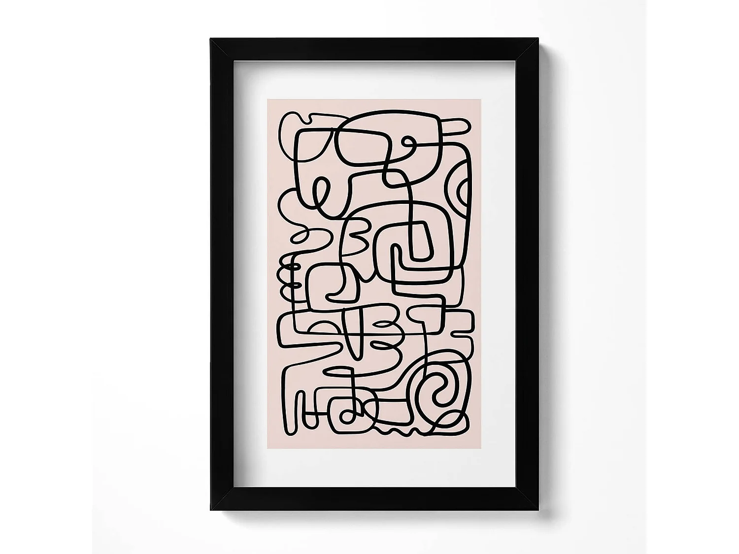 Dekoratives Gemälde mit schwarzem Rahmen, abstrakte Kunstformen 20 x 30 cm – perfekt für das Wohn- oder Schlafzimmer