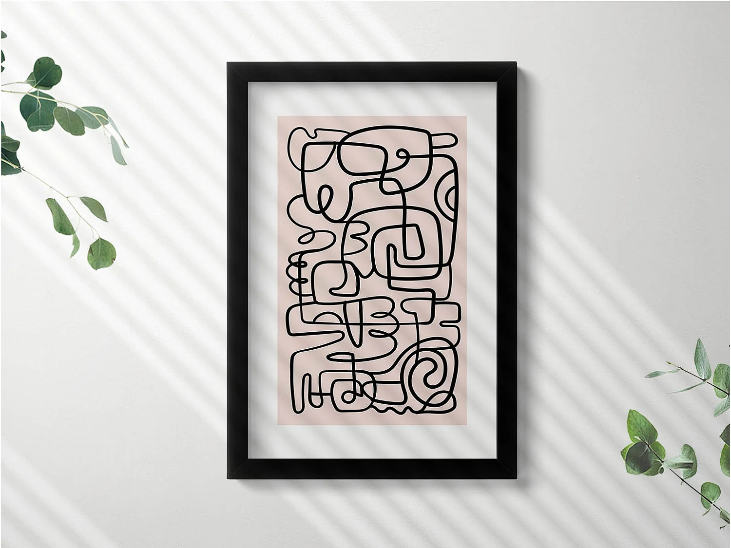 Dekoratives Gemälde mit schwarzem Rahmen, abstrakte Kunstformen 20 x 30 cm – perfekt für das Wohn- oder Schlafzimmer