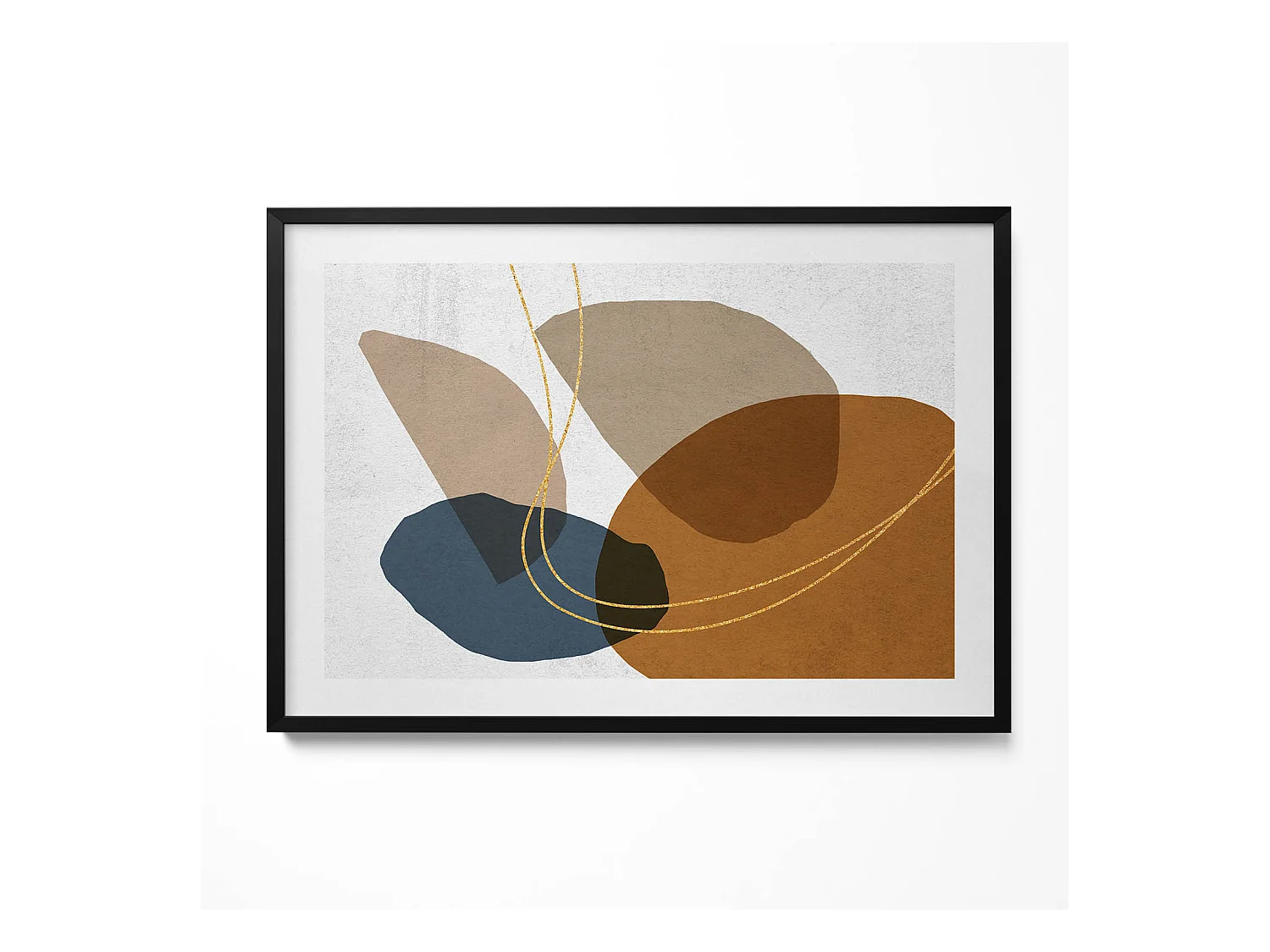 Tableau décoratif avec cadre noir, Composition bohème abstraite 100 x 70 cm– Parfait pour le salon ou la chambre
