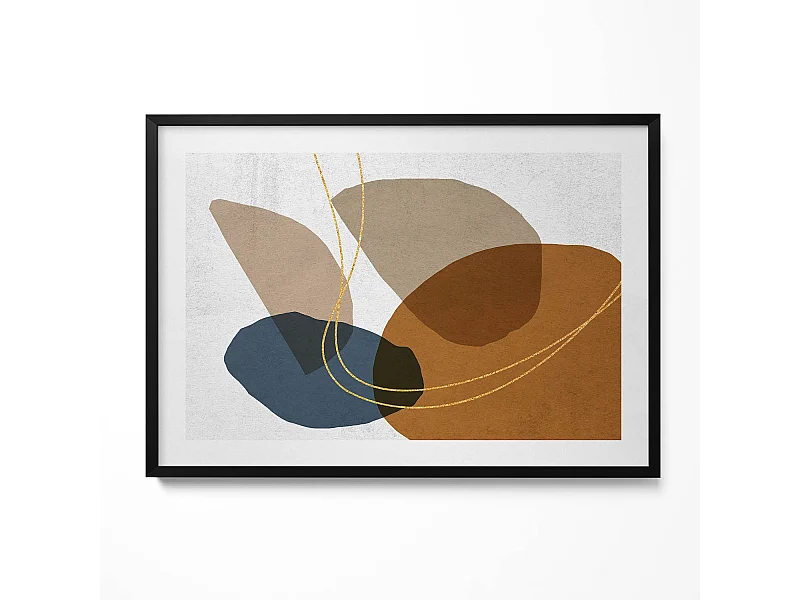 Dekoratives Gemälde mit schwarzem Rahmen, abstrakte böhmische Komposition 100 x 70 cm – perfekt für das Wohn- oder Schlafzimmer