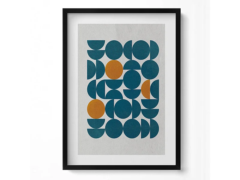 Dekoratives Gemälde mit schwarzem Rahmen, geometrische Komposition 50 x 70 cm – perfekt für das Wohn- oder Schlafzimmer