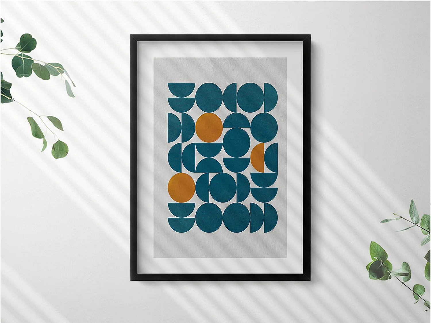 Dekoratives Gemälde mit schwarzem Rahmen, geometrische Komposition 50 x 70 cm – perfekt für das Wohn- oder Schlafzimmer