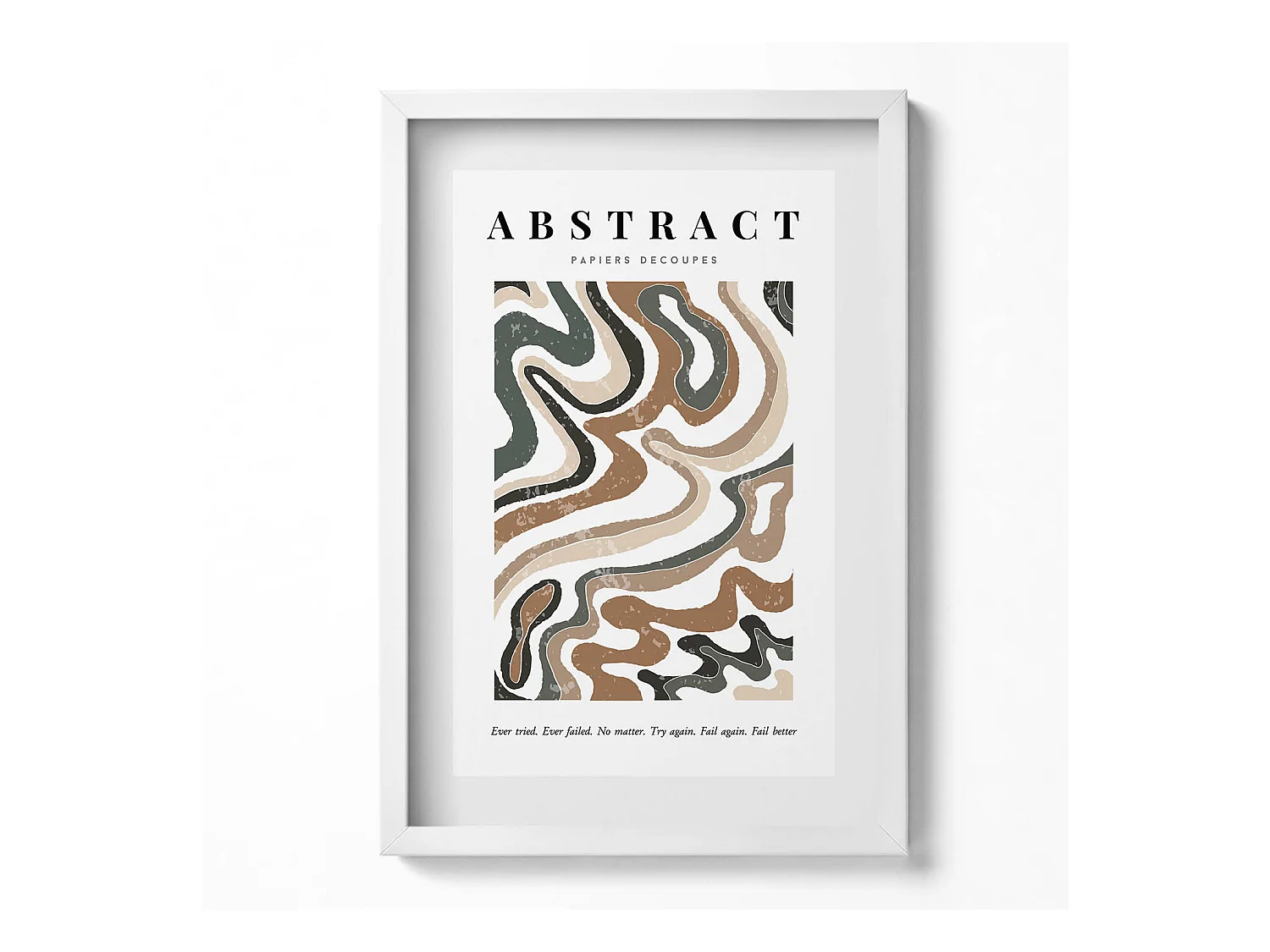 Tableau décoratif avec cadre blanc, Abstraction bohème linéaire 40 x 60 cm– Parfait pour le salon ou la chambre