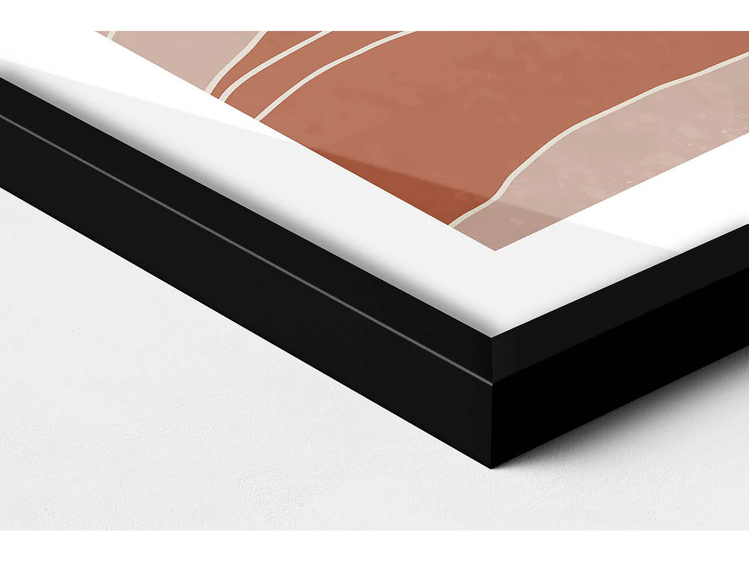 Decoratief schilderij met zwarte lijst, Illustratie van de opkomende zon 50 x 70 cm – Perfect voor de woon- of slaapkamer