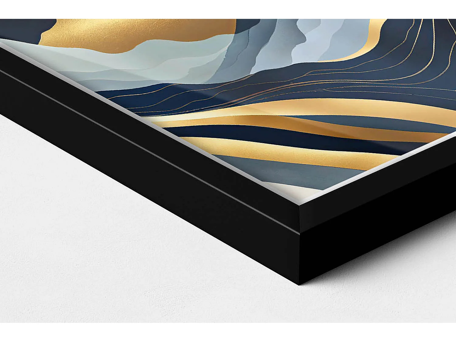 Dekoratives Gemälde mit schwarzem Rahmen, Abstrakte Berge 20 x 30 cm – Perfekt für das Wohn- oder Schlafzimmer