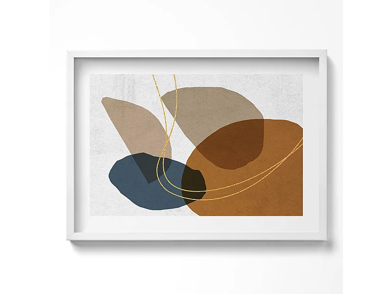 Dekoratives Gemälde mit weißem Rahmen, abstrakte böhmische Komposition 70 x 50 cm – perfekt für das Wohn- oder Schlafzimmer