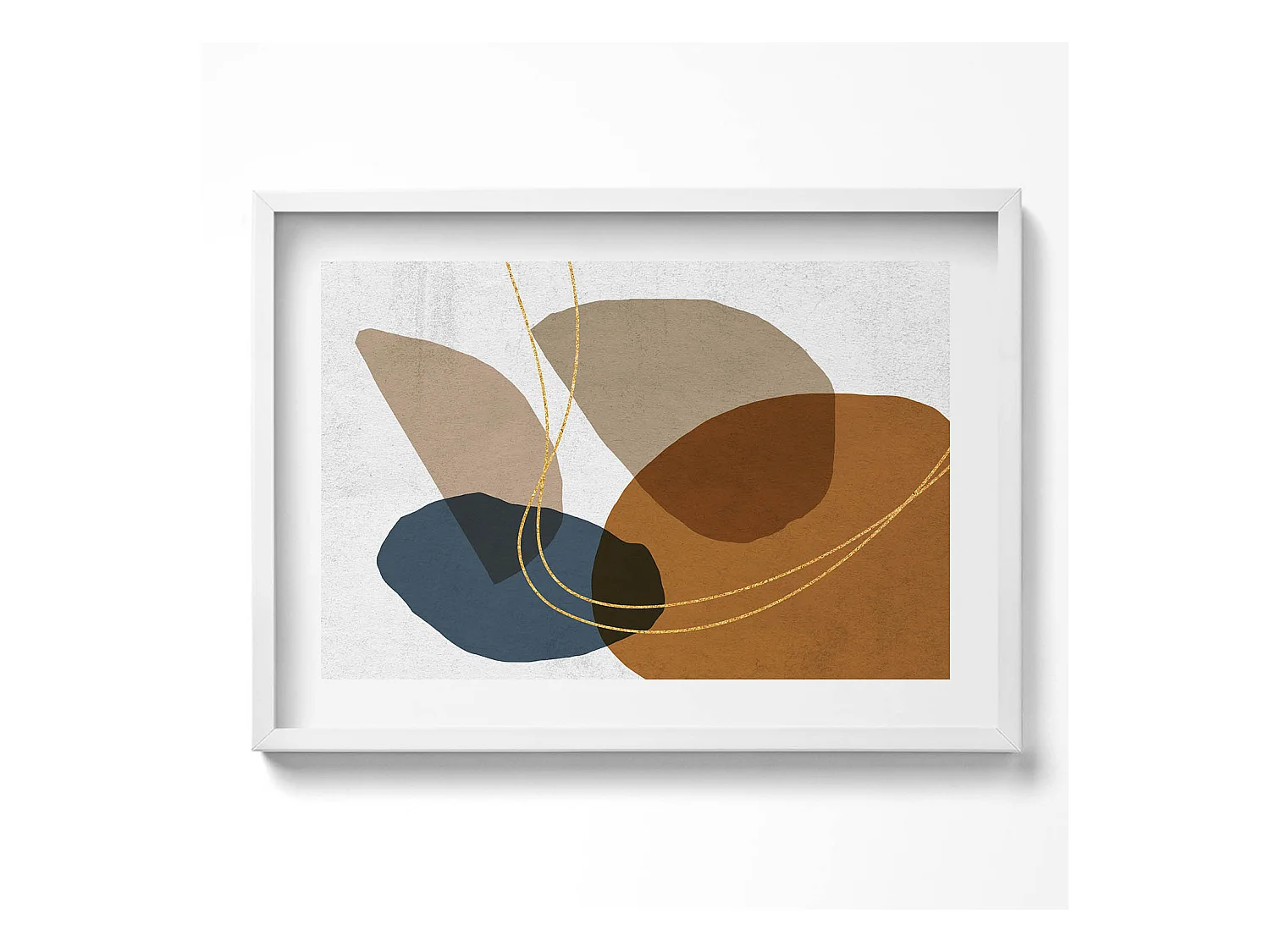 Tableau décoratif avec cadre blanc, Composition bohème abstraite 70 x 50 cm– Parfait pour le salon ou la chambre