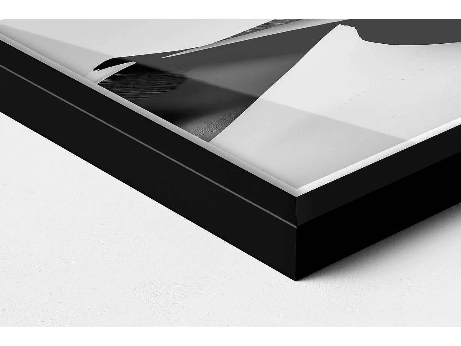 Dekoratives Gemälde mit schwarzem Rahmen, minimalistische Wüstenlandschaft in Schwarz und Weiß, 30 x 20 cm – perfekt für das Wohn- oder Schlafzimmer