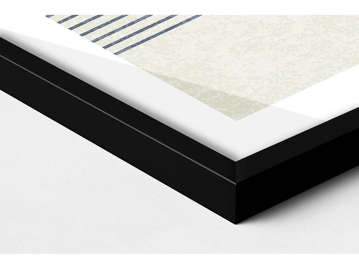 Dekoratives Gemälde mit schwarzem Rahmen, Linien und Kreis moderner Kunst 70 x 50 cm – Perfekt für das Wohn- oder Schlafzimmer