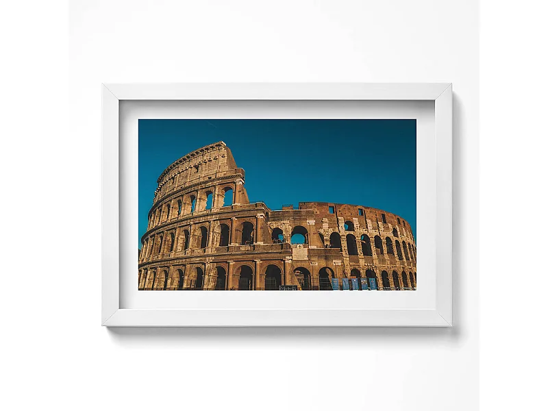 Decoratief schilderij met witte lijst, Colosseum in Italië 30 x 20 cm - Perfect voor de woon- of slaapkamer