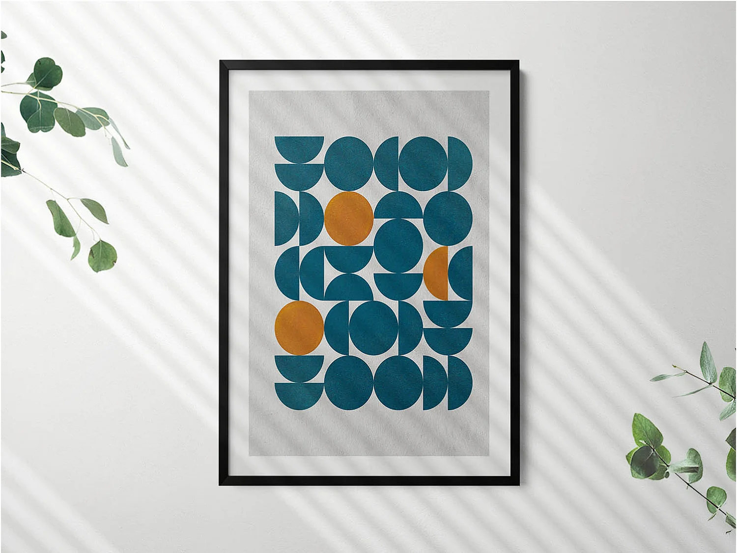 Dekoratives Gemälde mit schwarzem Rahmen, geometrische Komposition 70 x 100 cm – perfekt für das Wohn- oder Schlafzimmer