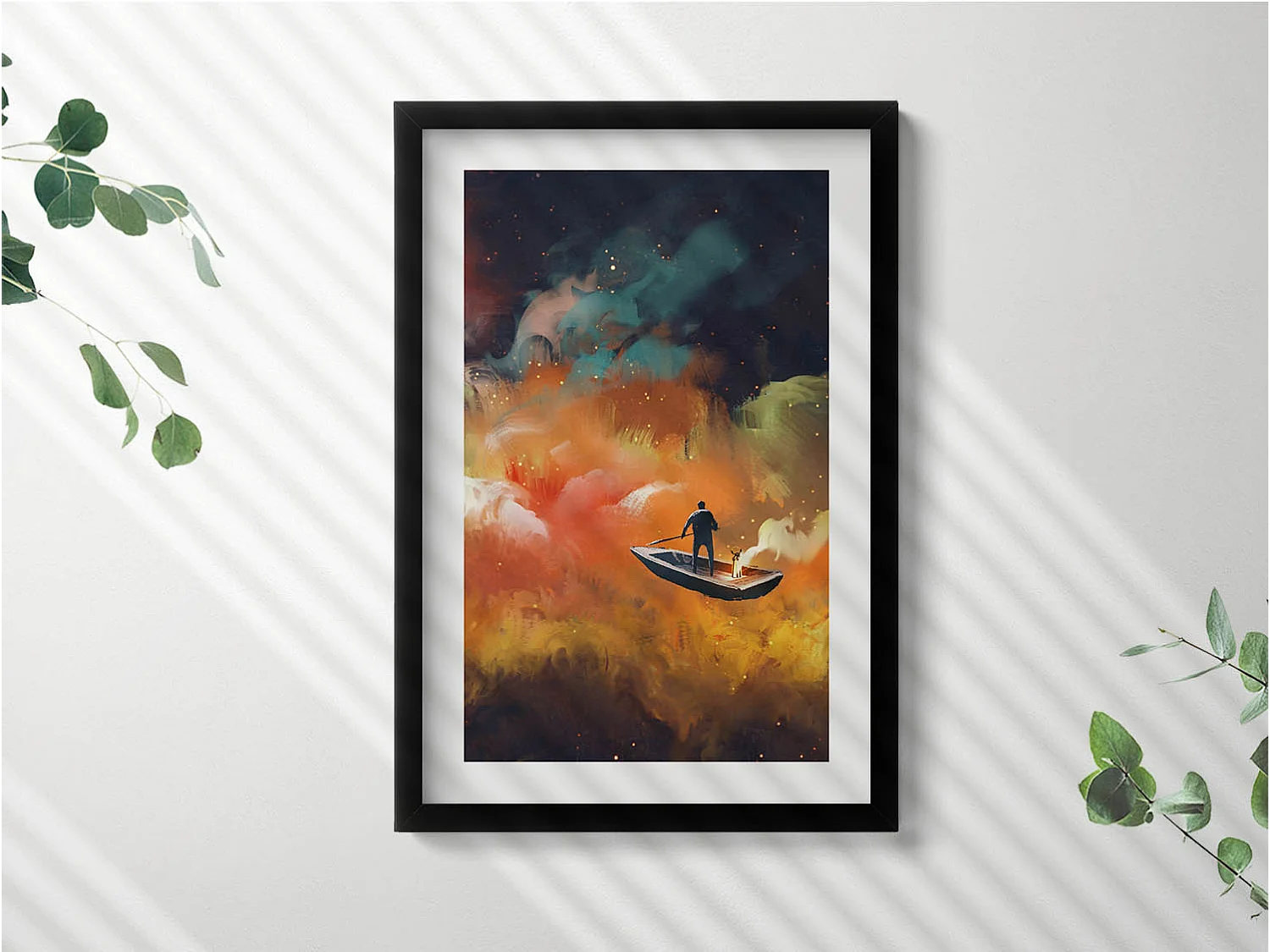 Dekoratives Gemälde mit schwarzem Rahmen, Eine abstrakte Vorstellung vom Erwachsenenleben 40 x 60 cm – Perfekt für das Wohn- oder Schlafzimmer