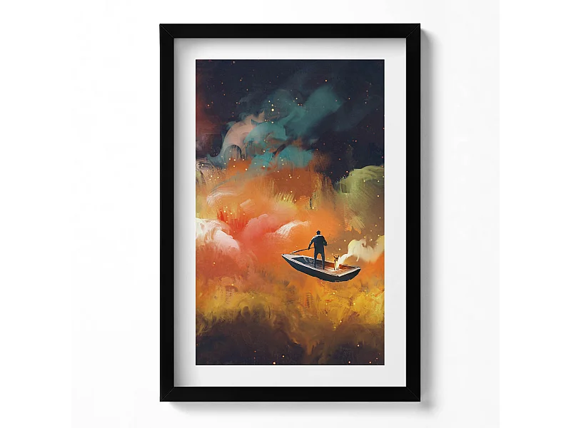 Dekoratives Gemälde mit schwarzem Rahmen, Eine abstrakte Vorstellung vom Erwachsenenleben 40 x 60 cm – Perfekt für das Wohn- oder Schlafzimmer