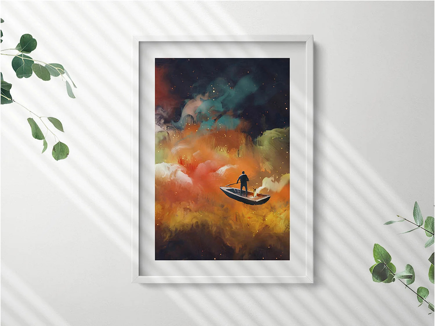 Dekoratives Gemälde mit weißem Rahmen, Eine abstrakte Vorstellung vom Erwachsenenleben 50 x 70 cm – Perfekt für das Wohn- oder Schlafzimmer