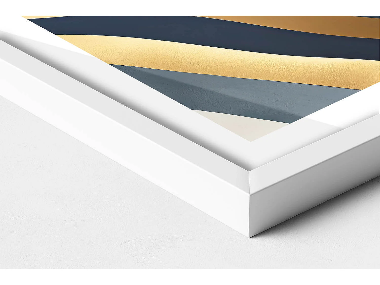 Tableau décoratif avec cadre blanc, Montagnes abstraites 40 x 60 cm– Parfait pour le salon ou la chambre