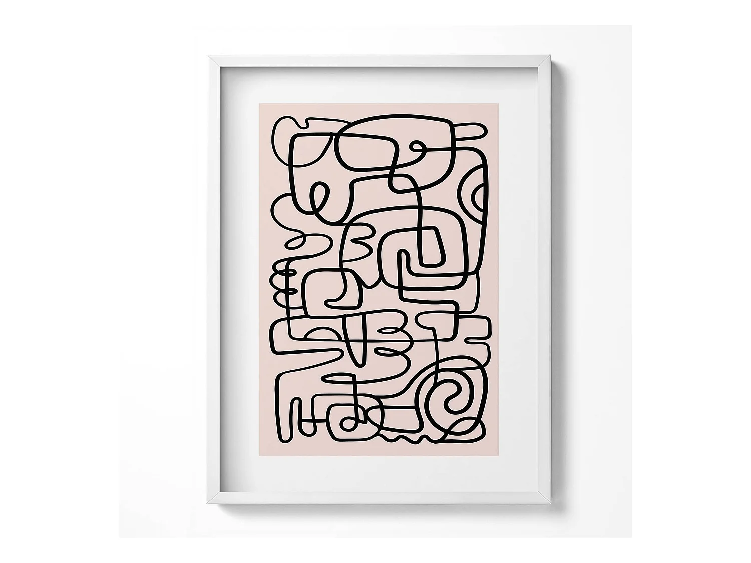 Tableau décoratif avec cadre blanc, Formes abstraites d'art 60 x 80 cm– Parfait pour le salon ou la chambre