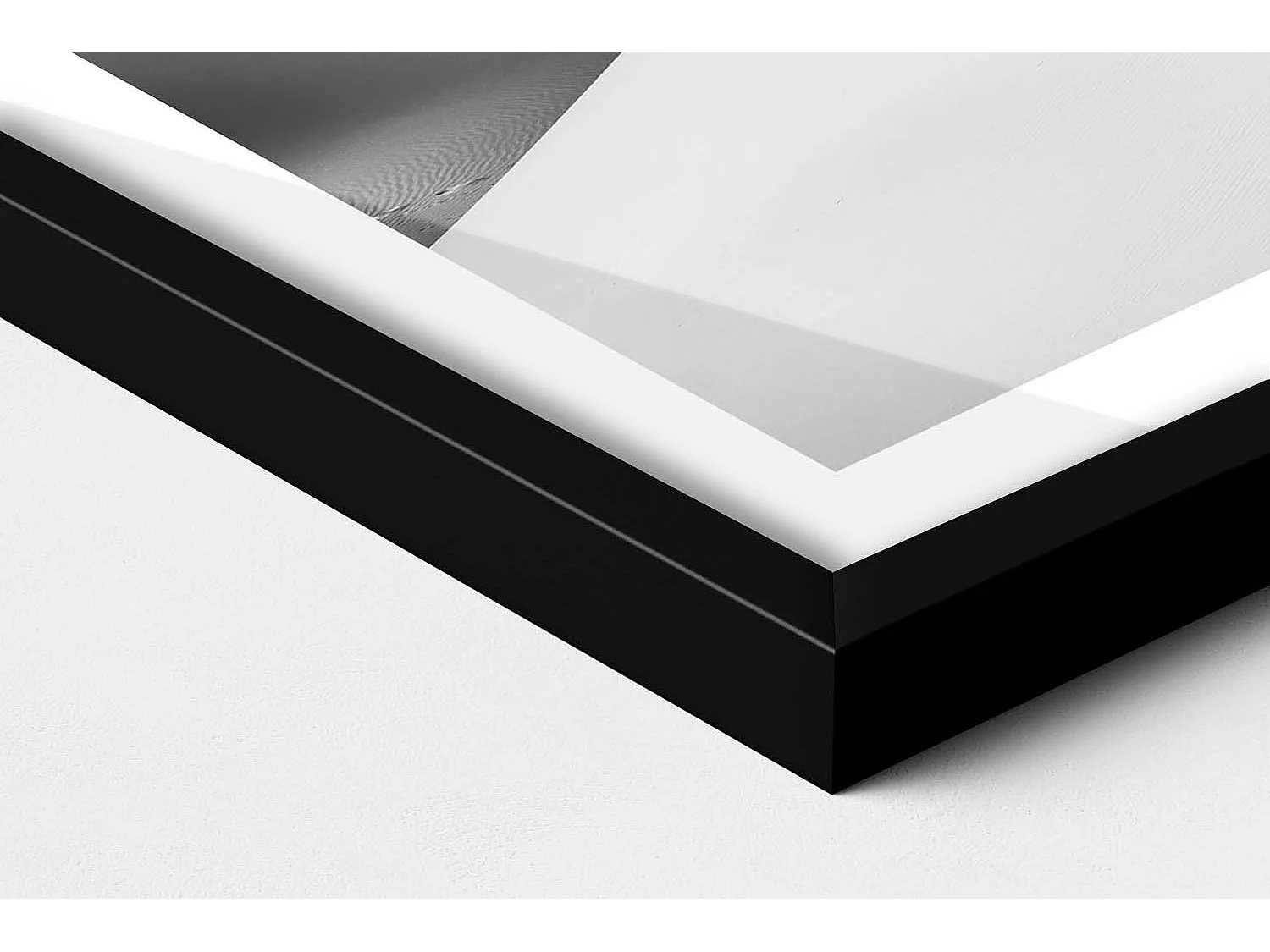 Dekoratives Gemälde mit schwarzem Rahmen, minimalistische schwarz-weiße Wüstenlandschaft 60 x 40 cm – perfekt für das Wohn- oder Schlafzimmer