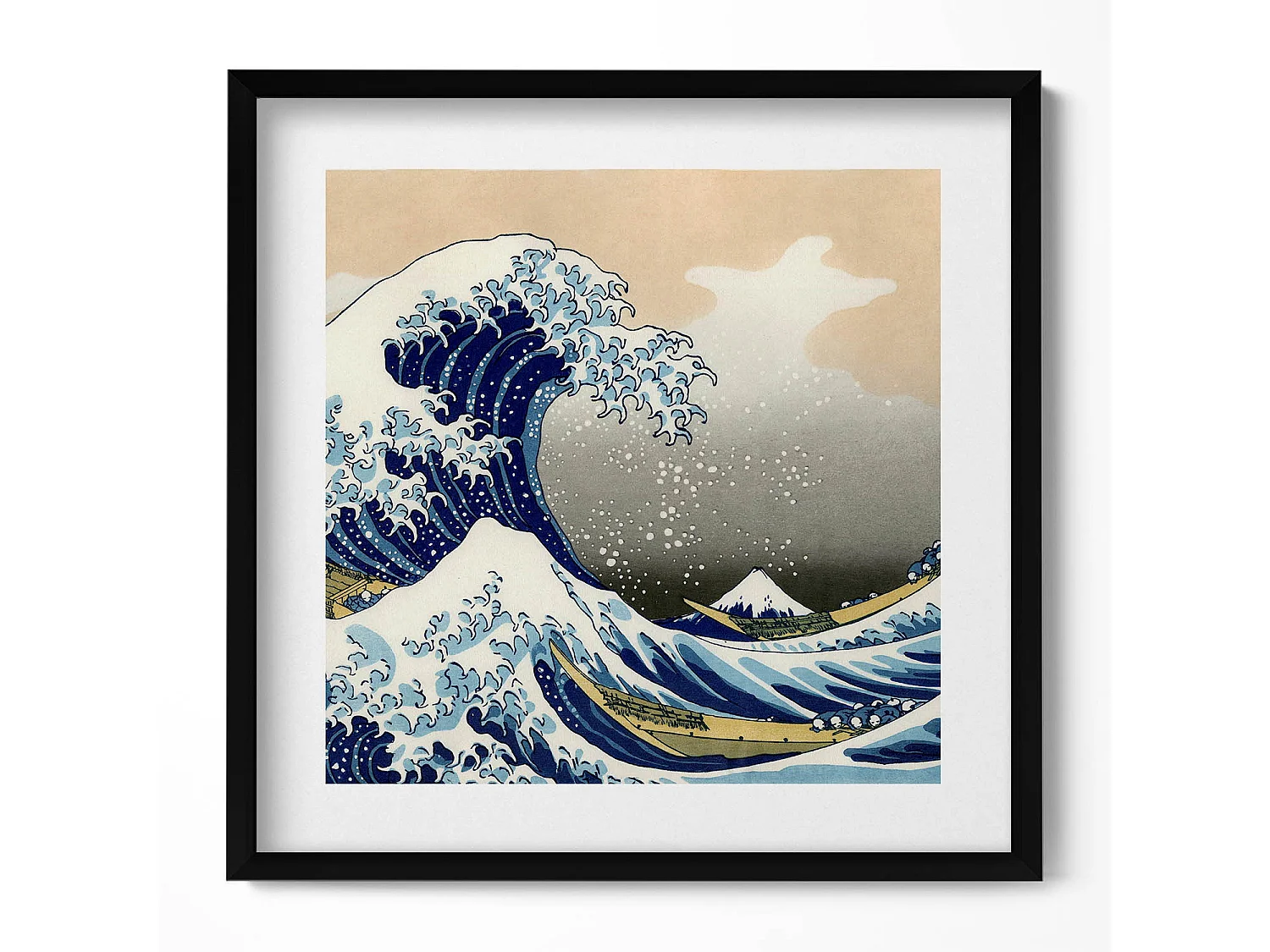 Dekoratives Gemälde mit schwarzem Rahmen, traditionelle japanische Architektur, 50 x 50 cm – perfekt für das Wohn- oder Schlafzimmer