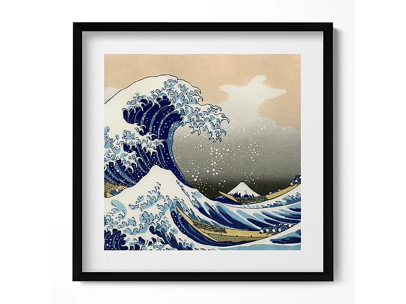 Dekoratives Gemälde mit schwarzem Rahmen, traditionelle japanische Architektur, 50 x 50 cm – perfekt für das Wohn- oder Schlafzimmer