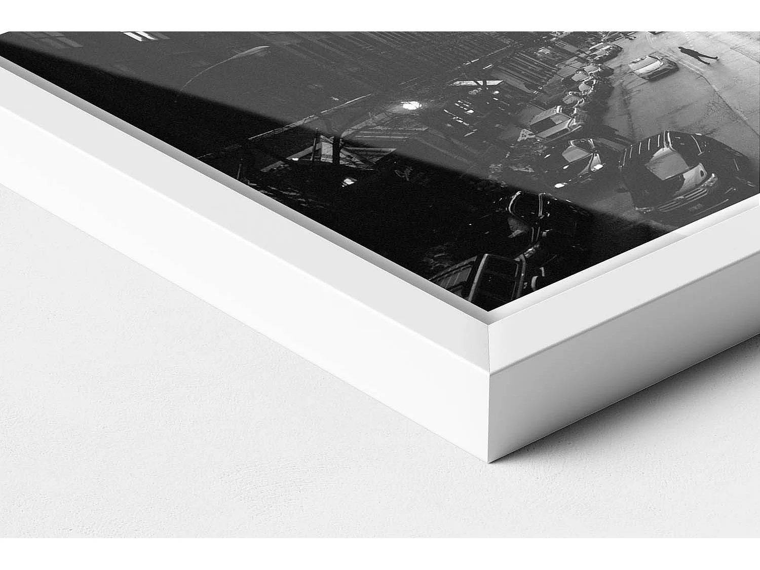 Tableau décoratif avec cadre blanc, Rues noires et blanches de Chicago 30 x 20 cm – Parfait pour le salon ou la chambre