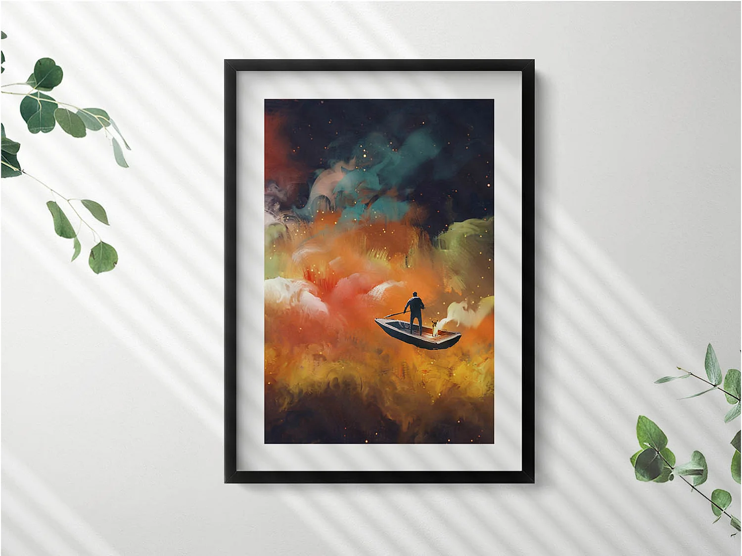 Dekoratives Gemälde mit schwarzem Rahmen, Eine abstrakte Vorstellung vom Erwachsenenleben 50 x 70 cm – Perfekt für das Wohn- oder Schlafzimmer