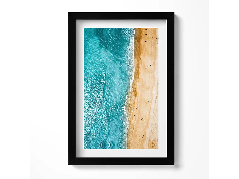 Tableau décoratif avec cadre noir, Gens de la plage de la mer 20 x 30 cm – Parfait pour le salon ou la chambre