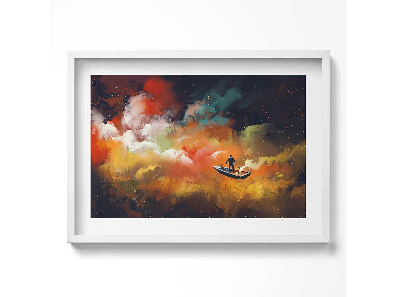 Dekoratives Gemälde mit weißem Rahmen, Eine abstrakte Vorstellung vom Erwachsenenleben 70 x 50 cm – Perfekt für das Wohn- oder Schlafzimmer